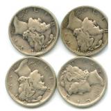 (4) 1943-D Mercury Silver Dimes
