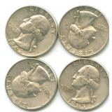 (4) 1963-D Washington Silver Quarters