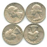 (4) 1963-D Washington Silver Quarters