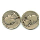 1936 & 1946-D Washington Silver Quarters