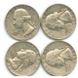 (4) 1963-D Washington Silver Quarters