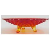 * Vintage Amberina Hobnail 8' Footed Bowl