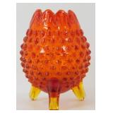 * Vintage Hobnail Amberina Footed Rose Bowl