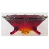 * Vintage 8' Deep Amberina Red Footed Bowl