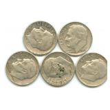 (5) Roosevelt Silver Dimes
