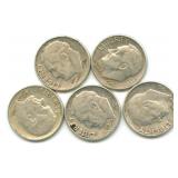 (5) Roosevelt Silver Dimes