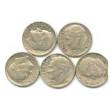 (5) Roosevelt Silver Dimes