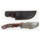 New Damascus Steel Gut Hook Hunting Knife with