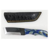 New Carbon Steel Tanto Knife with Leather Sheath
