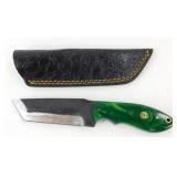 New Carbon Steel Tanto Knife with Leather Sheath