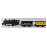 Vintage Marx Train Engine with Two Metal Cars