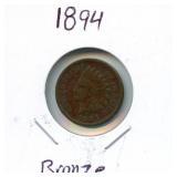 1894 Indian Head Cent - Variety III Bronze