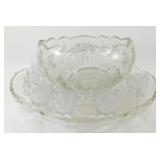 ** Pressed Glass Extra Large Punch Bowl w/