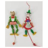 (2) Vintage German Wood Jumping Jack Puppets