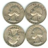 (4) 1962-D Washington Silver Quarters