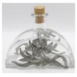 * Art Nouveau Style Glass Bottle with Pewter