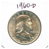 1960-D Franklin Uncirculated Silver Half Dollar