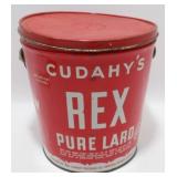 * Vintage Cudahy's Rex Pure Lard 8 Pound