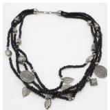 Black Bead Multi-Strand Necklace