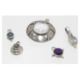 5 Sterling Charms with Stones