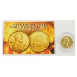 1943 Genuine Steel Wartime Wheat Cent - 24 Kt