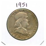 1951 Franklin Silver Half Dollar