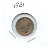 1921 Mercury Silver Dime