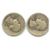 1939 & 1947-D Washington Silver Quarters