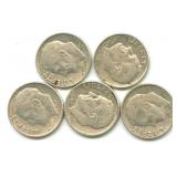 (5) Roosevelt Silver Dimes
