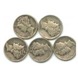(5) Mercury Silver Dimes