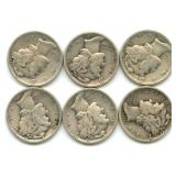 (6) 1941 Mercury Silver Dimes