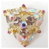 Vintage Pink Rhinestone Brooch Pin