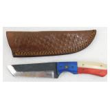 New Carbon Steel Tanto Knife with Leather Sheath