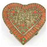 Semi Precious Stone Heart Brass Trinket Box