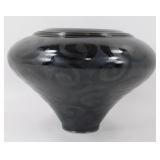 * Signed Pottery Black on Black Vase
