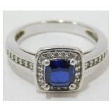 Sterling Silver Blue Sapphire Ring - Size 7, 4.28g