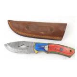 New Damascus Steel Drop Point Knife with Shark