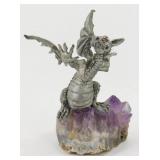 Pewter Dragon on Crusted (Purple) Rock