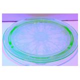 * Uranium Glass 10'  Cake Plate Ballerina footed