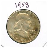 1958 Franklin Silver Half Dollar
