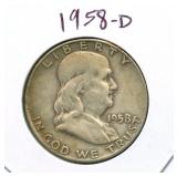 1958-D Franklin Silver Half Dollar