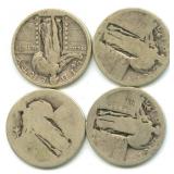 (4) U.S. Standing Liberty Silver Quarters