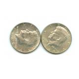 (2) 1969 Kennedy Silver Half Dollars - 40% Silver