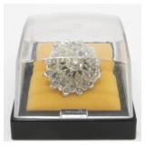 Vintage Cocktail Ring with Multi-Layered Floral