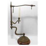 Heavy Brass Victorian Candle Holder on Wood Base