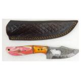 New Damascus Steel Clip Point Knife with Elk