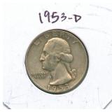 1953-D Washington Silver Quarter
