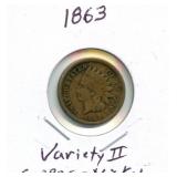 1863 Indian Head Cent - Variety II Copper Nickel