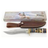 12' Bone Handle Hunting Knife with Leather Sheath