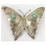 Butterfly Turquoise Silver Sterling Pin